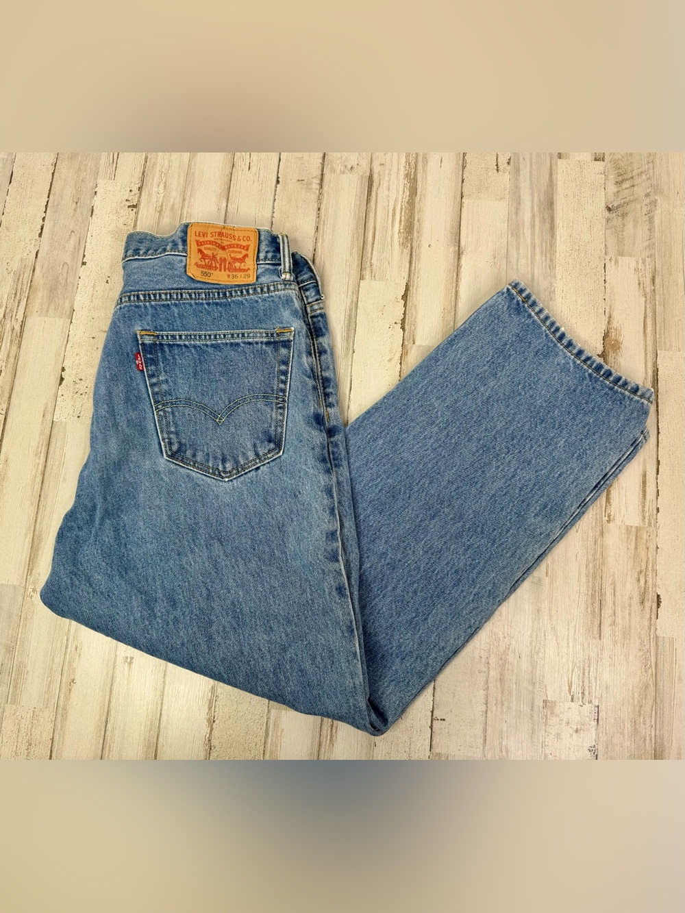 Vintage Levis 550 Pants Jeans Men 36x29 Denim Stretch Blue Straight